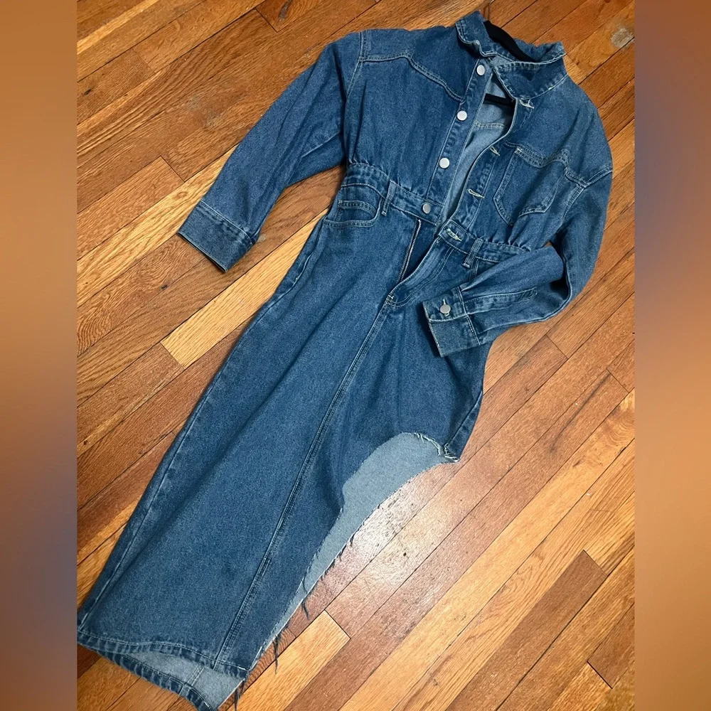 Unique Denim DRESS! VERY STYLISH JEANS DRESS! NWOT - Picture 2 of 2